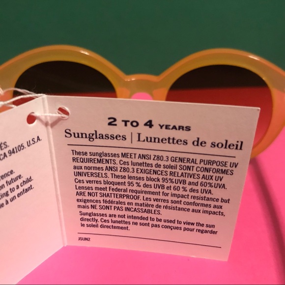 New Janie and Jack Sunglasses 0-2 or 2-4 years, block 95%UVB & 60%UVA. Yellow. - Picture 3 of 4